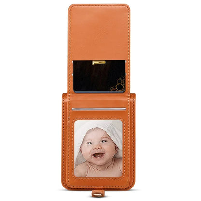 For Samsung Galaxy Z Flip6 5G Case Leather+PC Phone Cover with Card Holder Long Strap