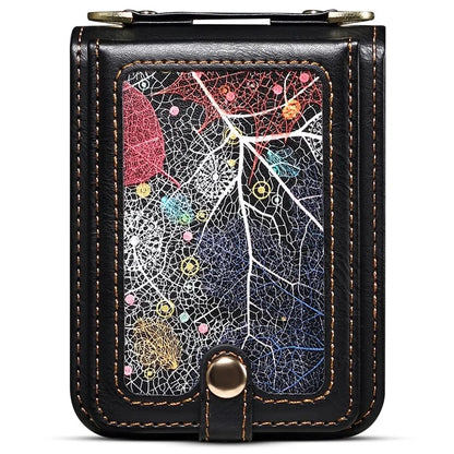 For Samsung Galaxy Z Flip6 5G Case Leather+PC Phone Cover with Card Holder Long Strap