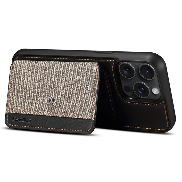 ESEBLE For iPhone 14 Pro Case Kickstand PU Leather Back Shell with Card Slots Color Splicing