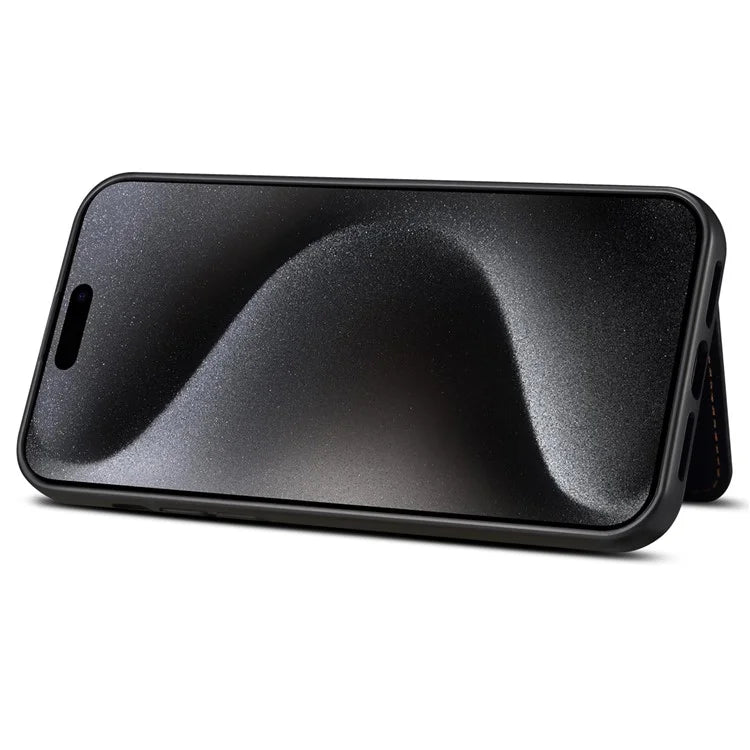 ESEBLE For iPhone 14 Pro Case Kickstand PU Leather Back Shell with Card Slots Color Splicing