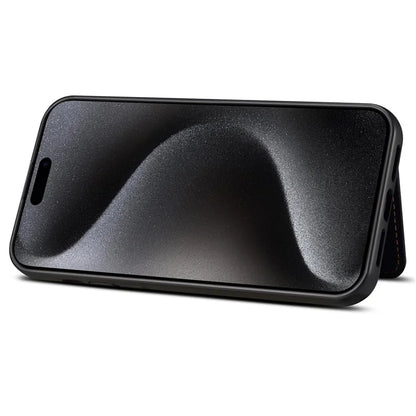 ESEBLE For iPhone 14 Pro Case Kickstand PU Leather Back Shell with Card Slots Color Splicing