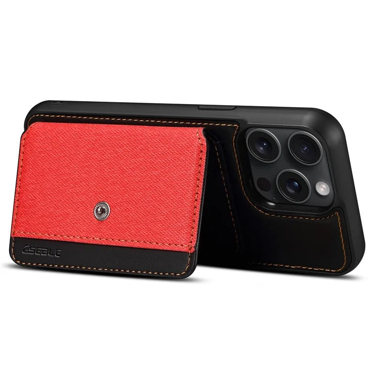 ESEBLE For iPhone 14 Pro Case Kickstand PU Leather Back Shell with Card Slots Color Splicing
