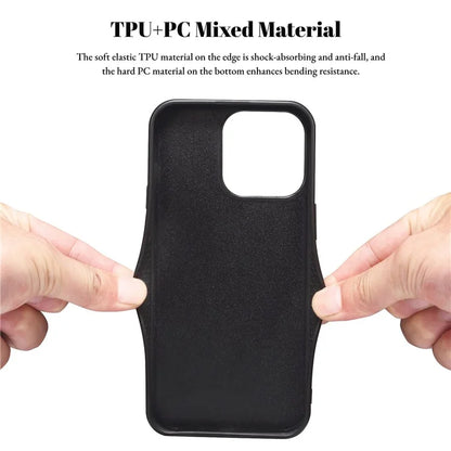 ESEBLE For iPhone 14 Pro Case Kickstand PU Leather Back Shell with Card Slots Color Splicing