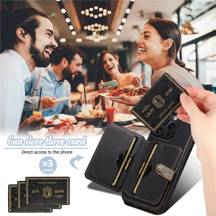 ESEBLE For iPhone 14 Pro Case Kickstand PU Leather Back Shell with Card Slots Color Splicing