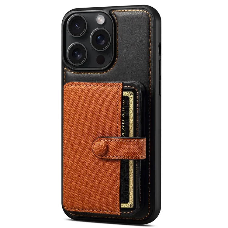 ESEBLE For iPhone 14 Pro Case Kickstand PU Leather Back Shell with Card Slots Color Splicing