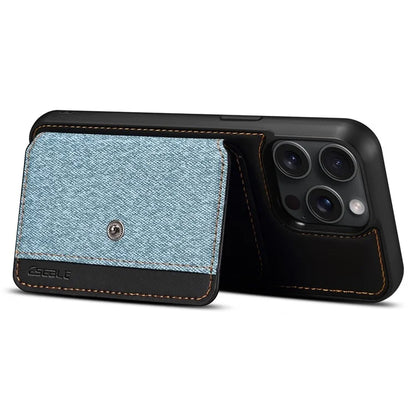 ESEBLE For iPhone 14 Pro Case Kickstand PU Leather Back Shell with Card Slots Color Splicing