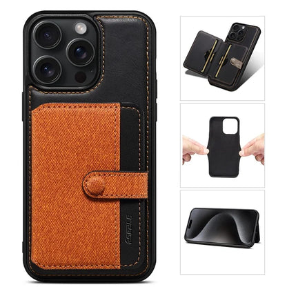 ESEBLE For iPhone 15 Pro Max Back Case Card Holder PU Leather + PC + TPU Phone Cover