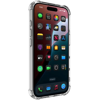 IMAK For iPhone 16 Clear Case Airbag Corners TPU Frame PC Back Cover
