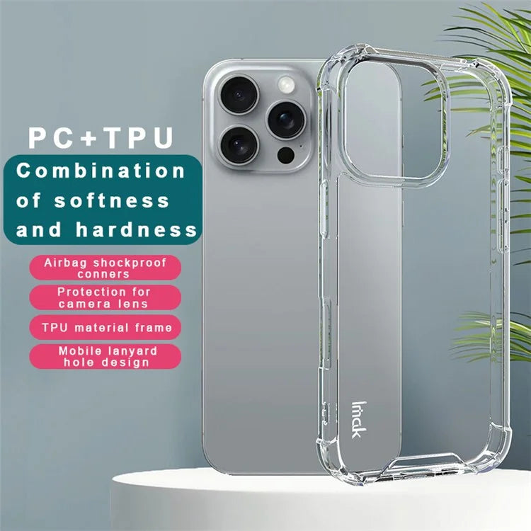 IMAK For iPhone 16 Pro Case Anti-Drop Transparent PC+TPU Phone Cover