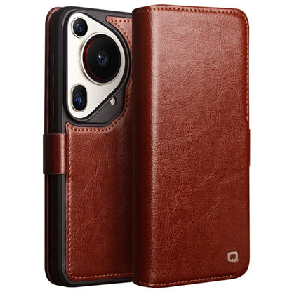 QIALINO For Huawei Pura 70 Ultra Wallet Case Genuine Cow Leather Flip Phone Cover
