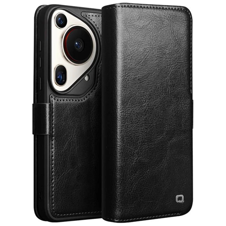 QIALINO For Huawei Pura 70 Ultra Wallet Case Genuine Cow Leather Flip Phone Cover