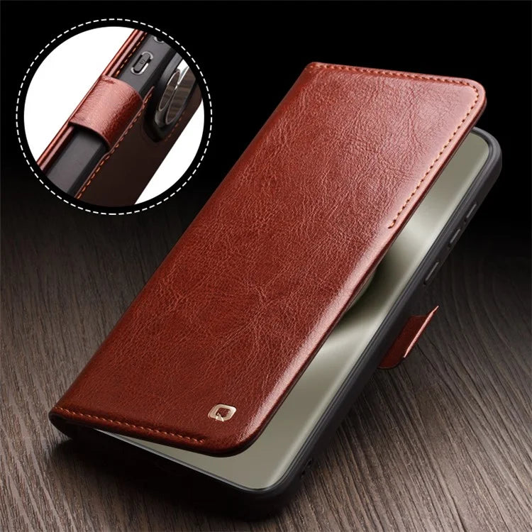 QIALINO For Huawei Pura 70 Ultra Wallet Case Genuine Cow Leather Flip Phone Cover