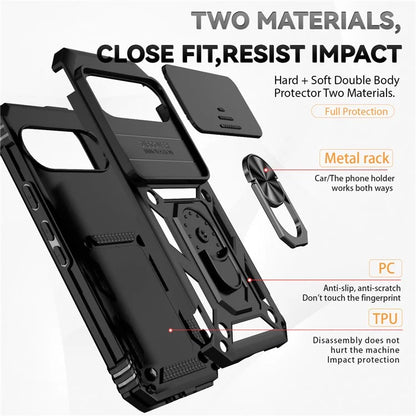 For Google Pixel 9 / 9 Pro Case Camera Protection PC+TPU Phone Cover with Kickstand