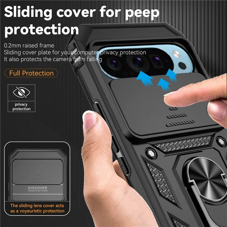 For Google Pixel 9 / 9 Pro Case Camera Protection PC+TPU Phone Cover with Kickstand