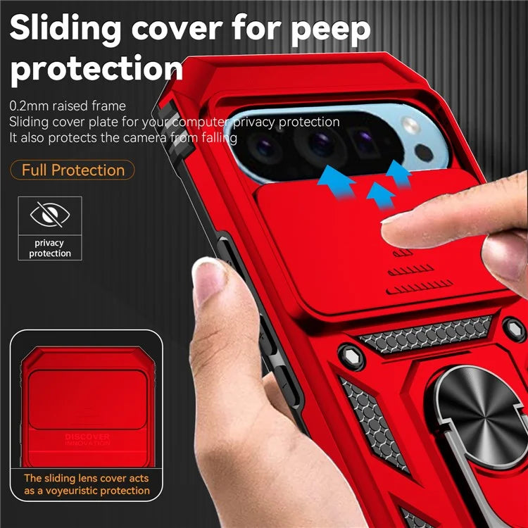 For Google Pixel 9 / 9 Pro Case Camera Protection PC+TPU Phone Cover with Kickstand