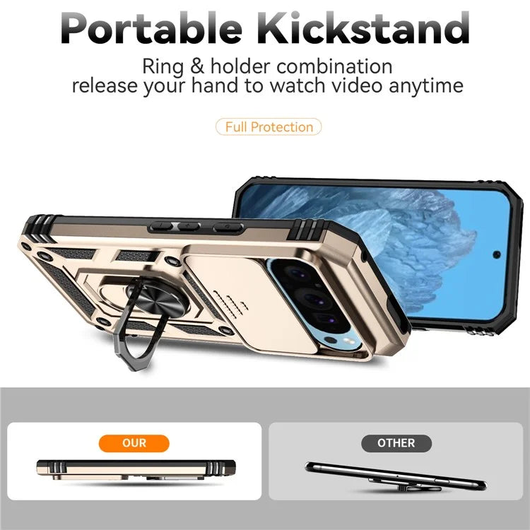 For Google Pixel 9 / 9 Pro Case Camera Protection PC+TPU Phone Cover with Kickstand
