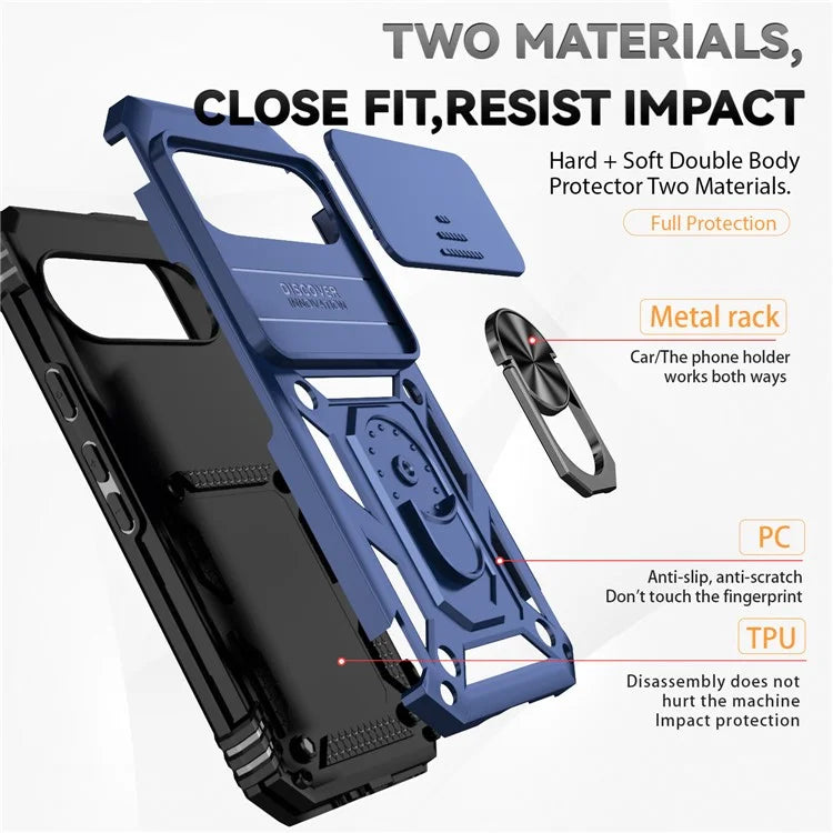 For Google Pixel 9 / 9 Pro Case Camera Protection PC+TPU Phone Cover with Kickstand