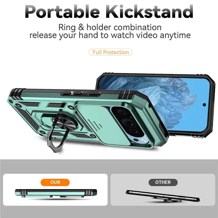 For Google Pixel 9 / 9 Pro Case Camera Protection PC+TPU Phone Cover with Kickstand