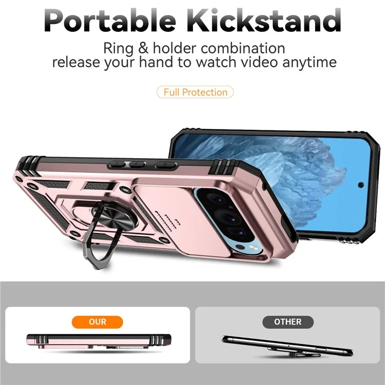 For Google Pixel 9 / 9 Pro Case Camera Protection PC+TPU Phone Cover with Kickstand