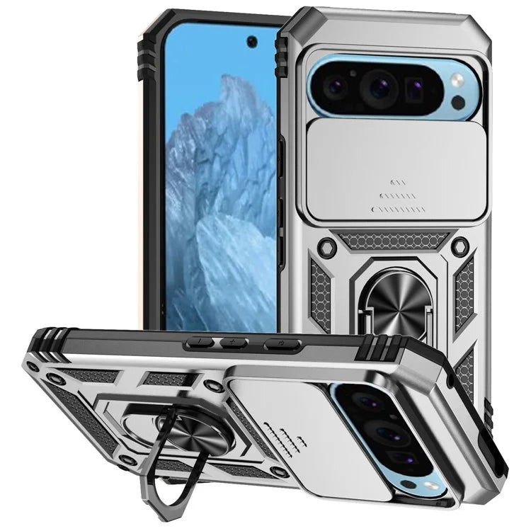 For Google Pixel 9 / 9 Pro Case Camera Protection PC+TPU Phone Cover with Kickstand
