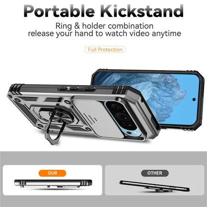 For Google Pixel 9 / 9 Pro Case Camera Protection PC+TPU Phone Cover with Kickstand