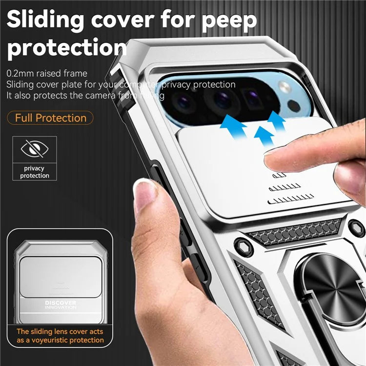 For Google Pixel 9 / 9 Pro Case Camera Protection PC+TPU Phone Cover with Kickstand