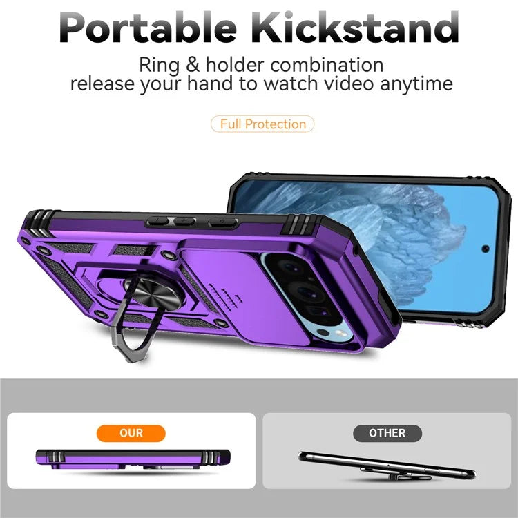 For Google Pixel 9 / 9 Pro Case Camera Protection PC+TPU Phone Cover with Kickstand