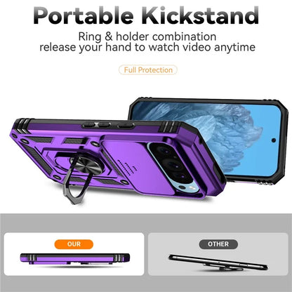 For Google Pixel 9 / 9 Pro Case Camera Protection PC+TPU Phone Cover with Kickstand