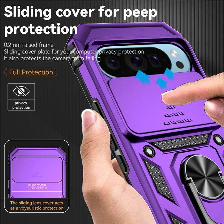 For Google Pixel 9 / 9 Pro Case Camera Protection PC+TPU Phone Cover with Kickstand