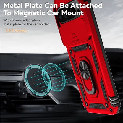 For Google Pixel 9 Pro XL Case Rugged PC+TPU Phone Protector with Slide Camera Cover / Kickstand