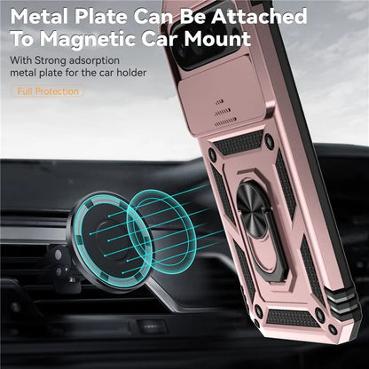 For Google Pixel 9 Pro XL Case Rugged PC+TPU Phone Protector with Slide Camera Cover / Kickstand