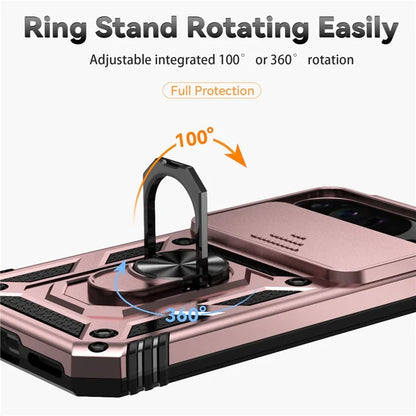 For Google Pixel 9 Pro XL Case Rugged PC+TPU Phone Protector with Slide Camera Cover / Kickstand