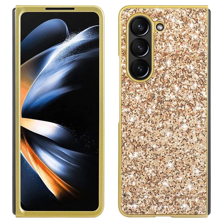 For Samsung Galaxy Z Fold6 5G Phone Case Glitter Electroplated TPU Frame PC Back Cover