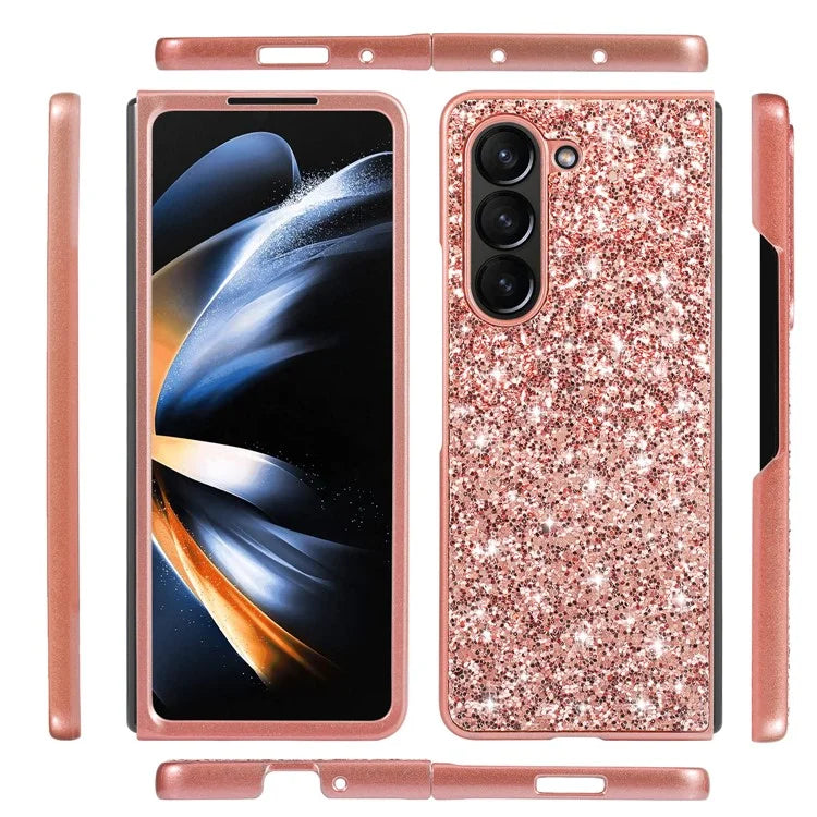 For Samsung Galaxy Z Fold6 5G Phone Case Glitter Electroplated TPU Frame PC Back Cover