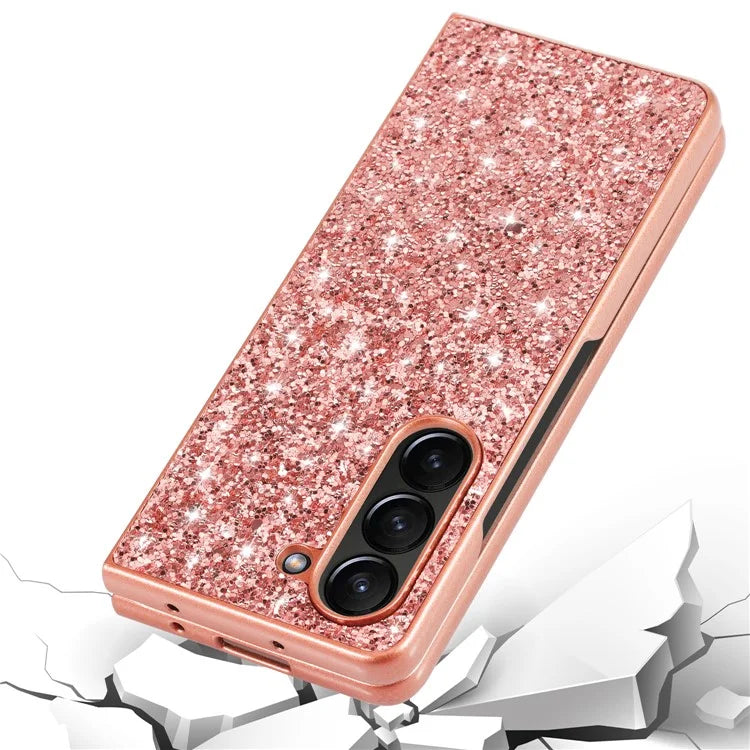 For Samsung Galaxy Z Fold6 5G Phone Case Glitter Electroplated TPU Frame PC Back Cover