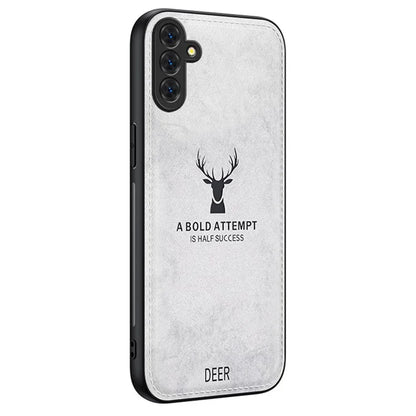 For Samsung Galaxy S24 FE Case Cloth Texture Deer Pattern Leather Back Phone Cover