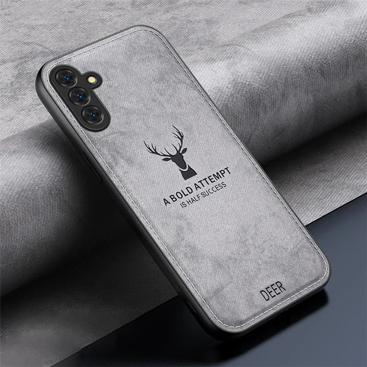 For Samsung Galaxy S24 FE Case Cloth Texture Deer Pattern Leather Back Phone Cover