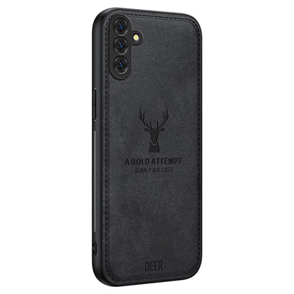 For Samsung Galaxy S24 FE Case Cloth Texture Deer Pattern Leather Back Phone Cover
