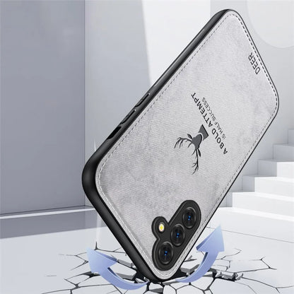 For Samsung Galaxy S24 FE Case Cloth Texture Deer Pattern Leather Back Phone Cover