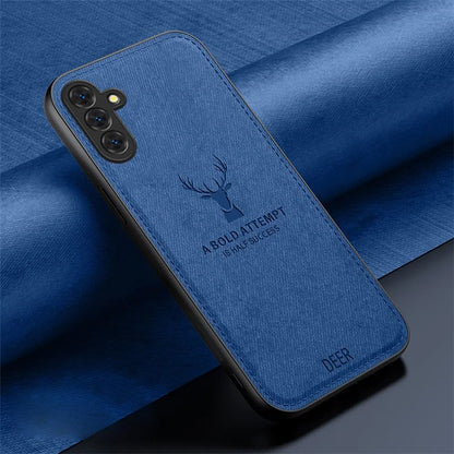 For Samsung Galaxy S24 FE Case Cloth Texture Deer Pattern Leather Back Phone Cover