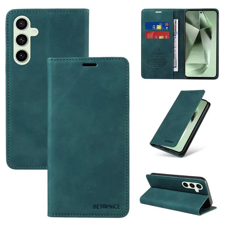 BETOPNICE 003 For Samsung Galaxy S24 FE Case RFID Blocking Wallet Leather Cover