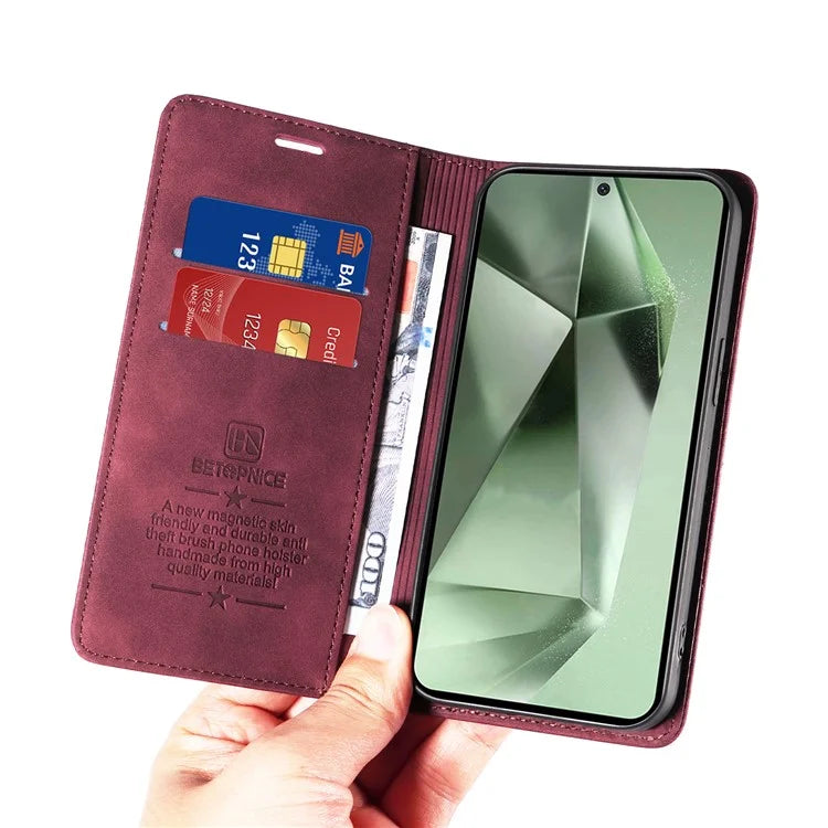BETOPNICE 003 For Samsung Galaxy S24 FE Case RFID Blocking Wallet Leather Cover