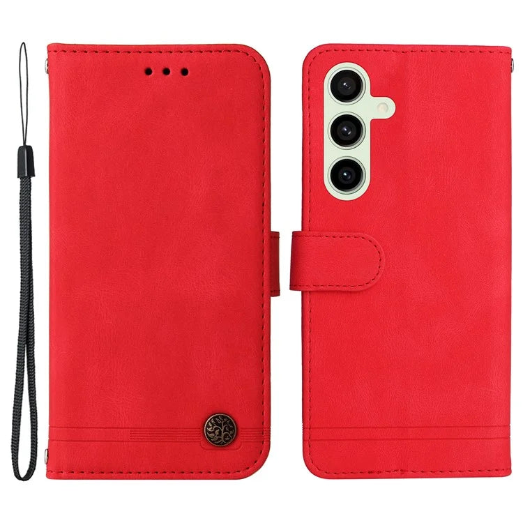 For Samsung Galaxy S24 FE Wallet Case Leather Phone Cover Tree Pattern Hardware