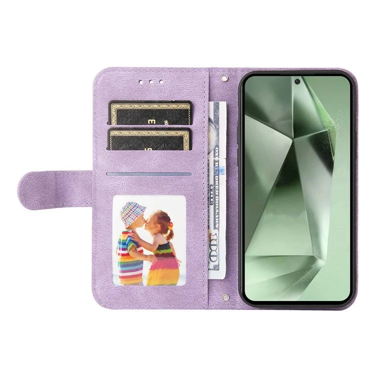 For Samsung Galaxy S24 FE Wallet Case Leather Phone Cover Tree Pattern Hardware