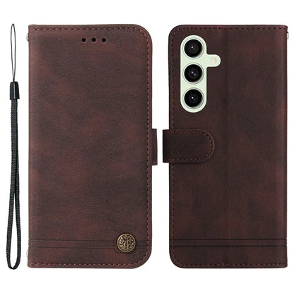 For Samsung Galaxy S24 FE Wallet Case Leather Phone Cover Tree Pattern Hardware