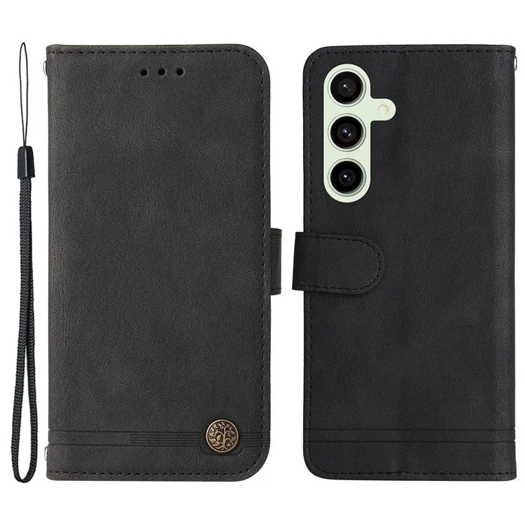 For Samsung Galaxy S24 FE Wallet Case Leather Phone Cover Tree Pattern Hardware