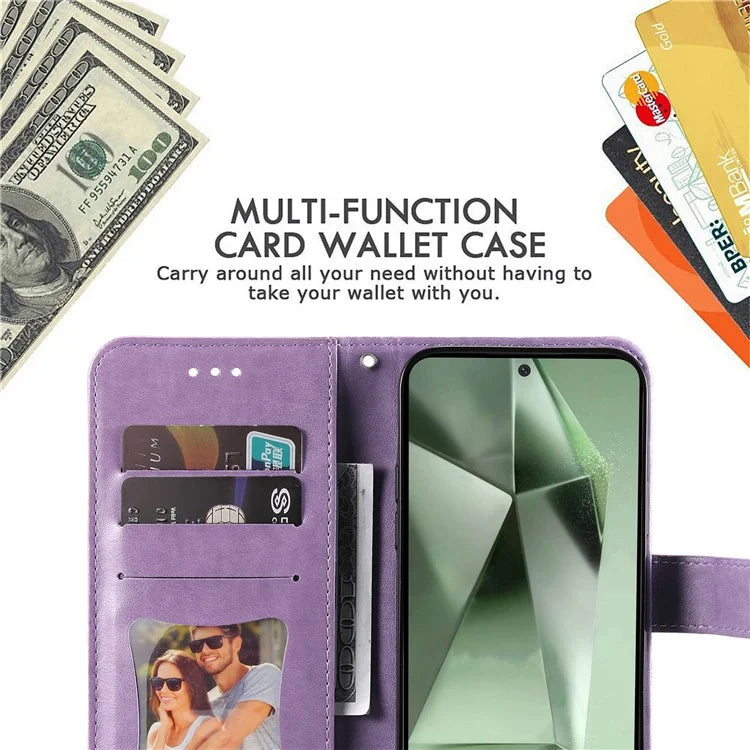 For Samsung Galaxy S24 FE Case Wallet Leather Phone Cover Flower Pattern