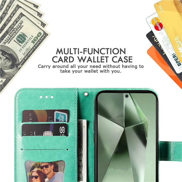 For Samsung Galaxy S24 FE Case Wallet Leather Phone Cover Flower Pattern