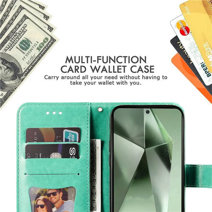 For Samsung Galaxy S24 FE Case Wallet Leather Phone Cover Flower Pattern