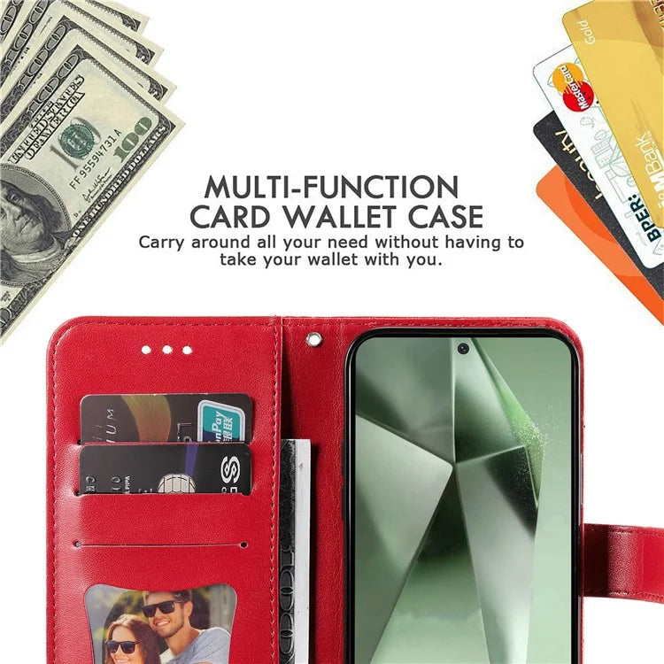 For Samsung Galaxy S24 FE Case Wallet Leather Phone Cover Flower Pattern